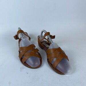 Steve Madden Tan Brown Leather Crisscross Sandals